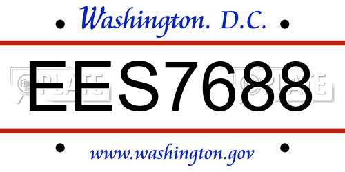 EES7688 District Of Columbia License Plate