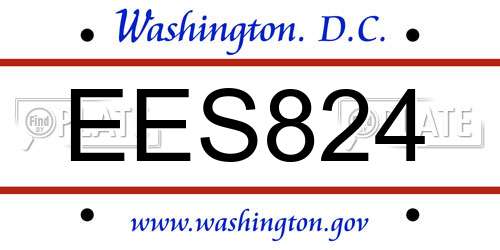 EES824 District Of Columbia License Plate