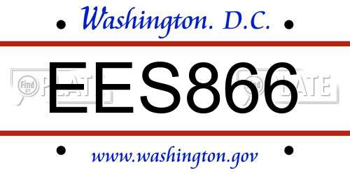 EES866 District Of Columbia License Plate