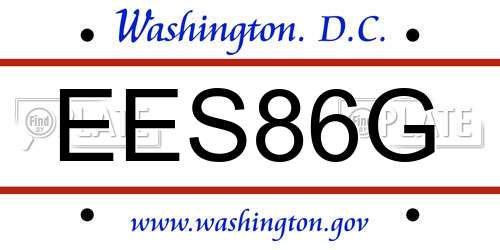 EES86G District Of Columbia License Plate