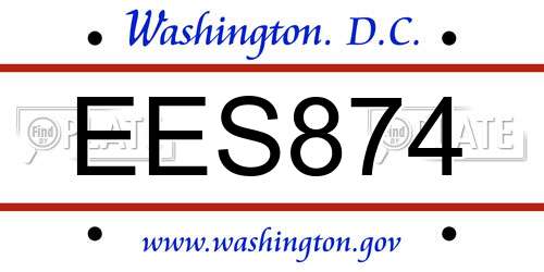 EES874 District Of Columbia License Plate