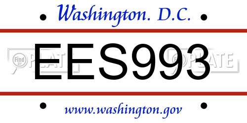 EES993 District Of Columbia License Plate