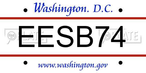 EESB74 District Of Columbia License Plate