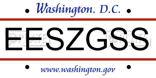 EESZGSS District Of Columbia License Plate