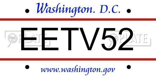 EETV52 District Of Columbia License Plate