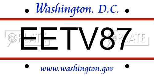 EETV87 District Of Columbia License Plate