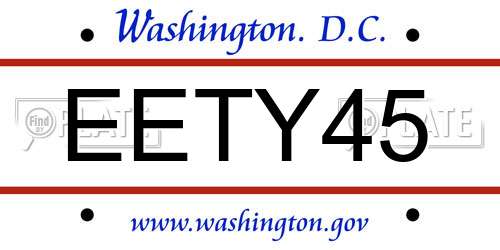 EETY45 District Of Columbia License Plate