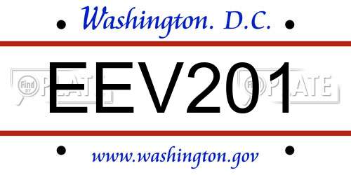 EEV201 District Of Columbia License Plate