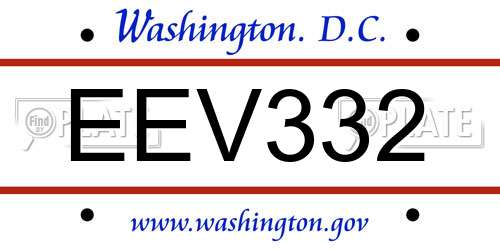 EEV332 District Of Columbia License Plate