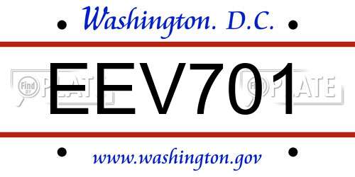 EEV701 District Of Columbia License Plate