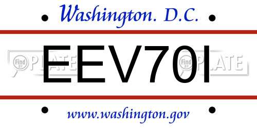EEV70I District Of Columbia License Plate