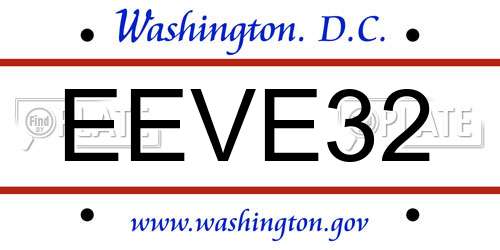 EEVE32 District Of Columbia License Plate