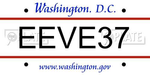 EEVE37 District Of Columbia License Plate