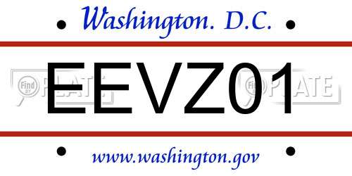 EEVZ01 District Of Columbia License Plate