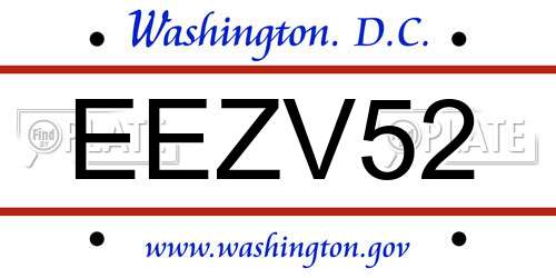 EEZV52 District Of Columbia License Plate