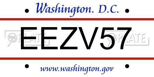 EEZV57 District Of Columbia License Plate