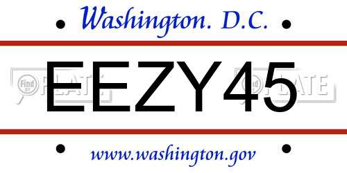 EEZY45 District Of Columbia License Plate