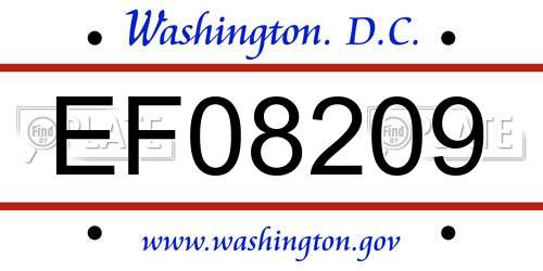 EF08209 District Of Columbia License Plate