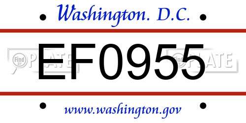 EF0955 District Of Columbia License Plate