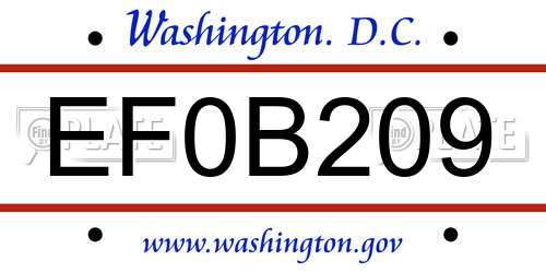 EF0B209 District Of Columbia License Plate