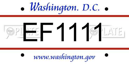 EF1111 District Of Columbia License Plate