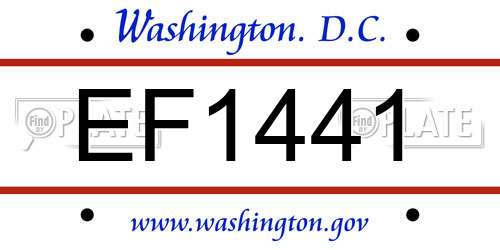 EF1441 District Of Columbia License Plate