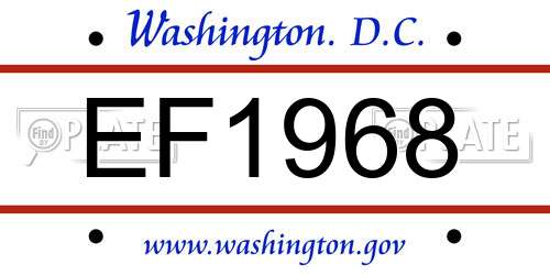 EF1968 District Of Columbia License Plate
