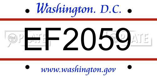 EF2059 District Of Columbia License Plate