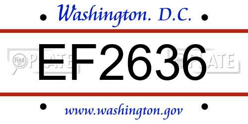 EF2636 District Of Columbia License Plate
