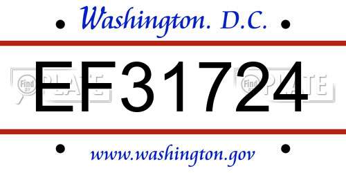 EF31724 District Of Columbia License Plate