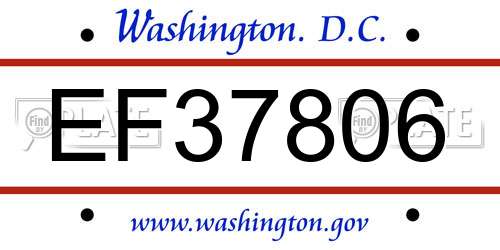 EF37806 District Of Columbia License Plate