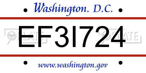 EF3I724 District Of Columbia License Plate