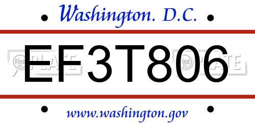 EF3T806 District Of Columbia License Plate
