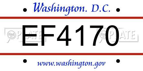 EF4170 District Of Columbia License Plate