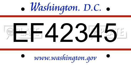 EF42345 District Of Columbia License Plate