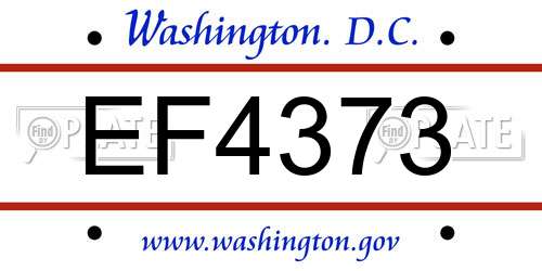 EF4373 District Of Columbia License Plate