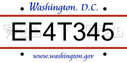 EF4T345 District Of Columbia License Plate