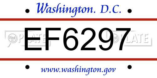 EF6297 District Of Columbia License Plate