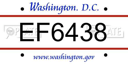 EF6438 District Of Columbia License Plate