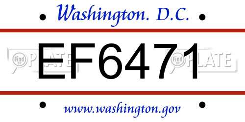 EF6471 District Of Columbia License Plate