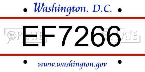 EF7266 District Of Columbia License Plate