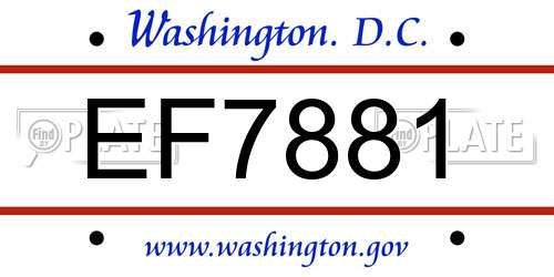 EF7881 District Of Columbia License Plate