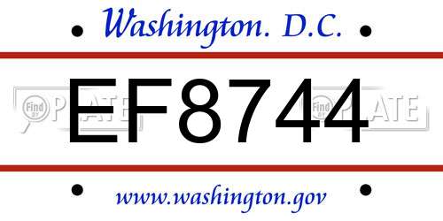 EF8744 District Of Columbia License Plate