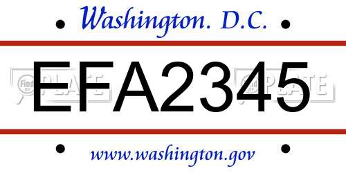 EFA2345 District Of Columbia License Plate