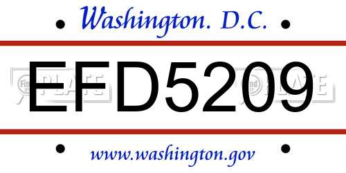 EFD5209 District Of Columbia License Plate