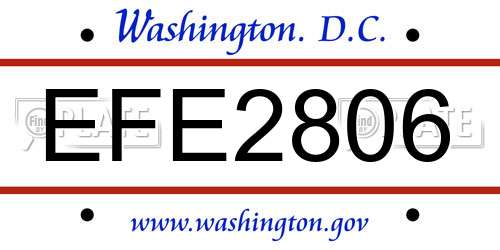 EFE2806 District Of Columbia License Plate