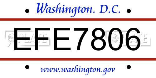 EFE7806 District Of Columbia License Plate
