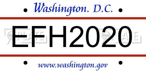 EFH2020 District Of Columbia License Plate