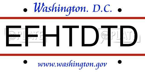 EFHTDTD District Of Columbia License Plate
