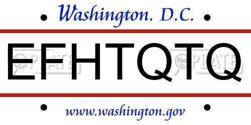 EFHTQTQ District Of Columbia License Plate